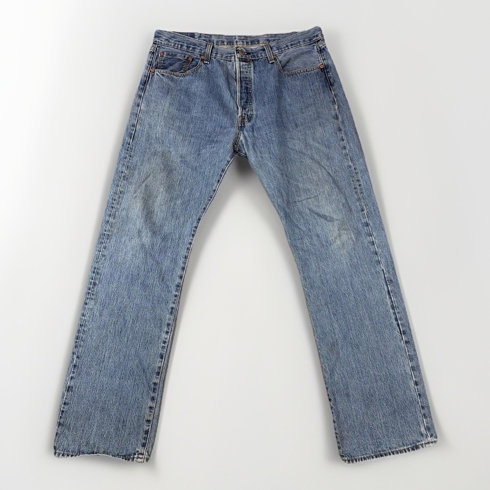 Levi's 501 Original Fit Jeans Mens 38x34 Blue Straight Leg‎ Button Fly Denim